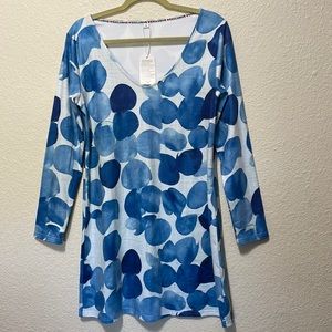 Exclusive Women’s Blue And White Knit Fabric Dress. NWT. Size M.